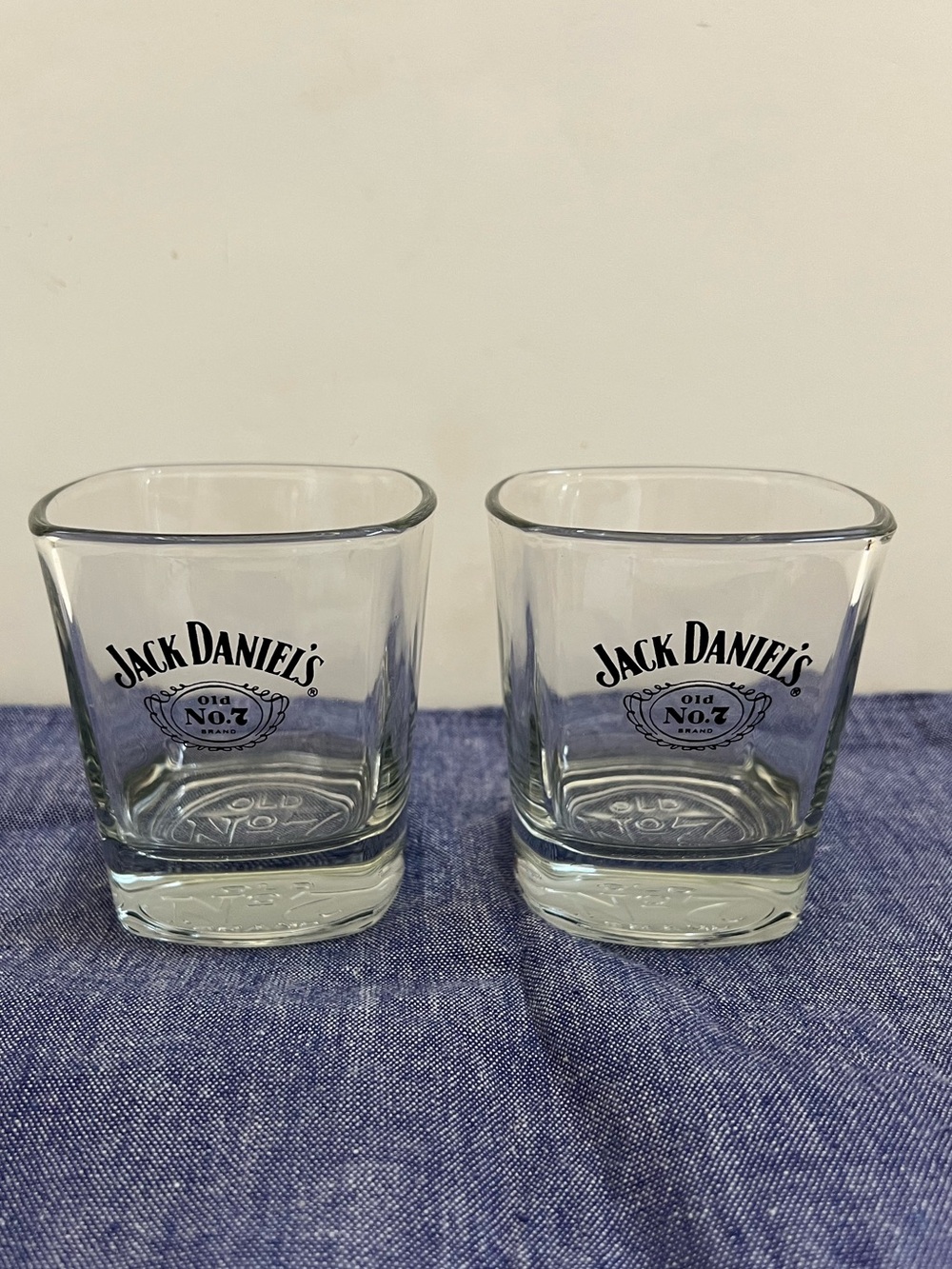 Jack Daniel's Square Tumbler Rocks Glass Old No 7 Whiskey Barware Lowball Clear